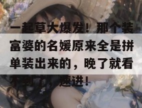一起草大爆发！那个装富婆的名媛原来全是拼单装出来的，晚了就看不到了，速进！